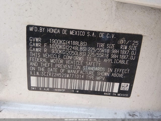 Продажа на аукционе авто 2025 Honda Hr-v Awd Sport, vin: 3CZRZ2H52SM771014, номер лота: 45948139