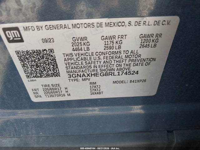 Продажа на аукционе авто 2024 Chevrolet Equinox Fwd Ls, vin: 3GNAXHEG8RL174524, номер лота: 45948164