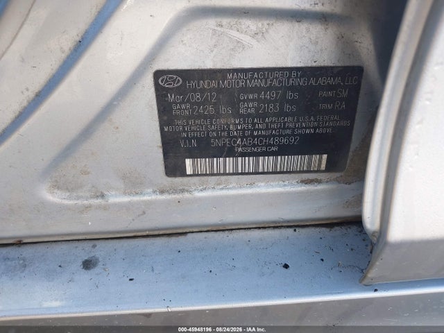 Продажа на аукционе авто 2012 Hyundai Sonata Limited 2.0t, vin: 5NPEC4AB4CH489692, номер лота: 45948196
