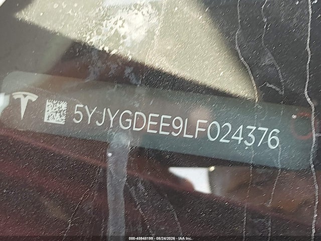 Auction sale of the 2020 Tesla Model Y Long Range Dual Motor All-wheel Drive, vin: 5YJYGDEE9LF024376, lot number: 45948199