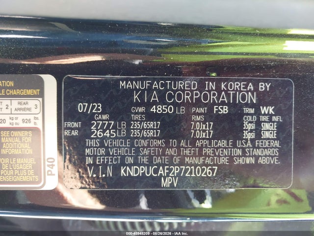 2023 Kia Sportage Lx მანქანა იყიდება აუქციონზე, vin: KNDPUCAF2P7210267, აუქციონის ნომერი: 45948209