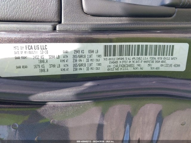 Aukcja sprzedaży 2019 Jeep Grand Cherokee Laredo E 4x4, vin: 1C4RJFAG8KC648531, numer aukcji: 45948213