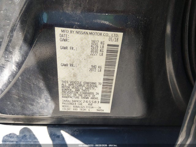 Aukcja sprzedaży 2018 Nissan Altima 2.5 S, vin: 1N4AL3AP4JC265583, numer aukcji: 45948233