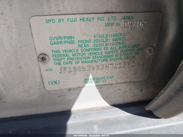 45948286 :رقم المزاد ، JF1SG636X3H711580 vin ، 2003 Subaru Forester X مزاد بيع