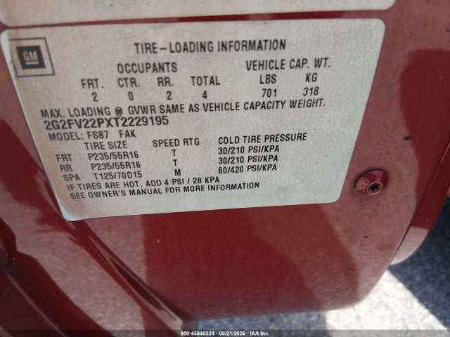 Продаж на аукціоні авто 1996 Pontiac Firebird Formula/trans Am, vin: 2G2FV22PXT2229195, номер лоту: 45948324