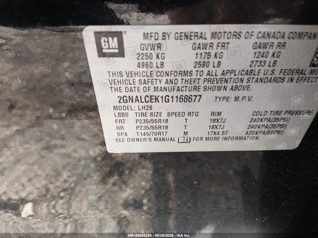 Chevrolet EQUINOX LT 2016 2GNALCEK1G1168677 Image 9
