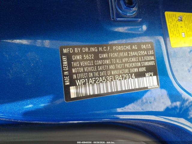 Aukcja sprzedaży 2015 Porsche Macan Turbo, vin: WP1AF2A53FLB47914, numer aukcji: 45948358