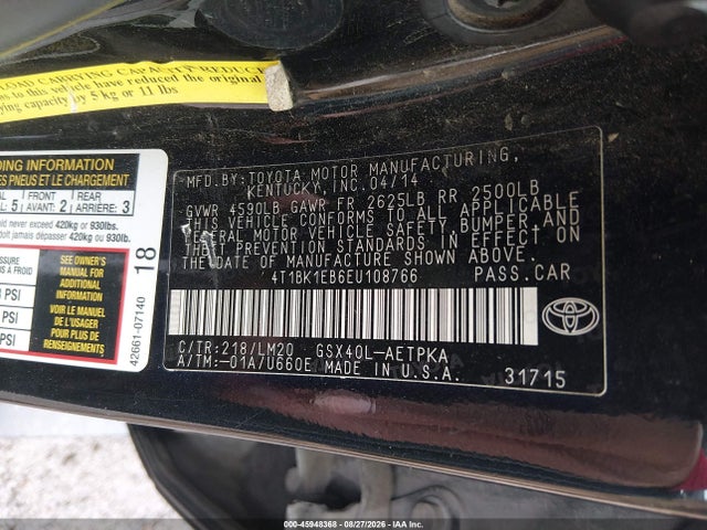 Продаж на аукціоні авто 2014 Toyota Avalon Limited, vin: 4T1BK1EB6EU108766, номер лоту: 45948368