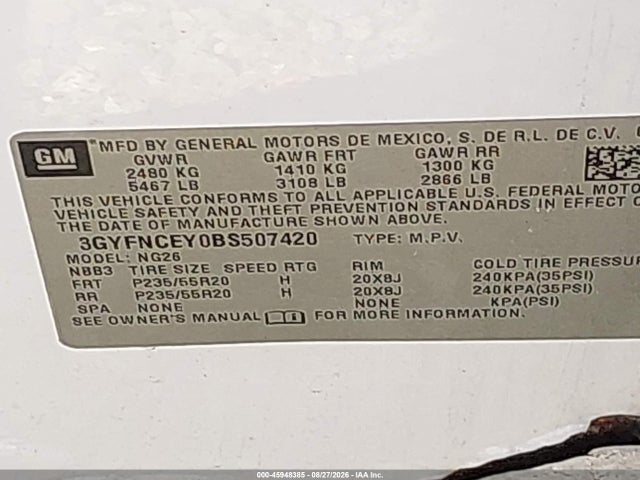 Продаж на аукціоні авто 2011 Cadillac Srx Premium Collection, vin: 3GYFNCEY0BS507420, номер лоту: 45948385