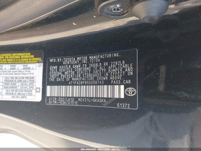 Продаж на аукціоні авто 2005 Toyota Camry Solara Sle, vin: 4T1FA38P85U056743, номер лоту: 45948390