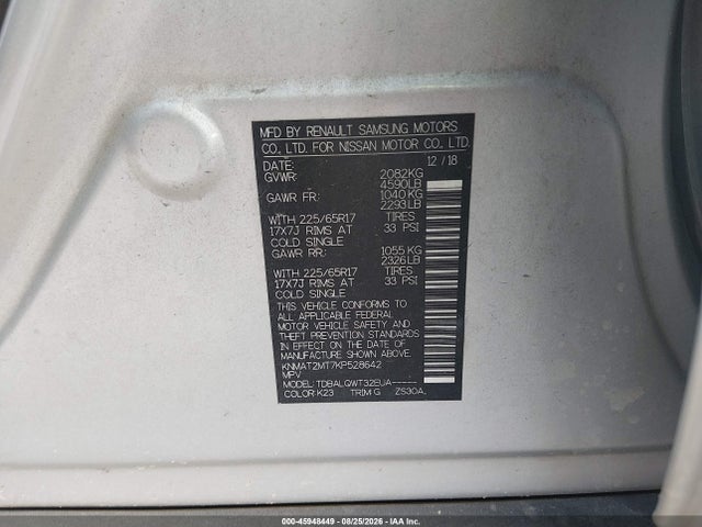 2019 Nissan Rogue Sv მანქანა იყიდება აუქციონზე, vin: KNMAT2MT7KP528642, აუქციონის ნომერი: 45948449