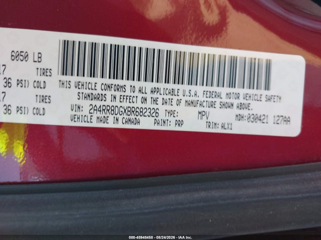 Aukcja sprzedaży 2011 Chrysler Town & Country Touring-l, vin: 2A4RR8DGXBR682326, numer aukcji: 45948458