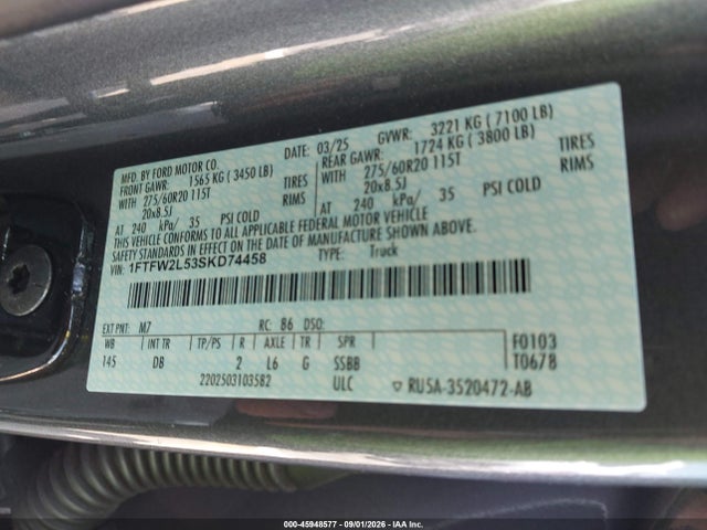Ford F-150 Stx 2025 1FTFW2L53SKD74458 Image 9