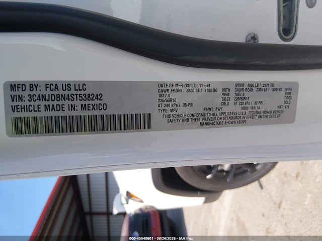 2025 Jeep Compass Latitude 4x4 მანქანა იყიდება აუქციონზე, vin: 3C4NJDBN4ST538242, აუქციონის ნომერი: 45948601