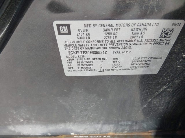 Auction sale of the 2014 Gmc Terrain Denali, vin: 2GKFLZE30E6355312, lot number: 45948608