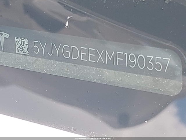 45948614 :رقم المزاد ، 5YJYGDEEXMF190357 vin ، 2021 Tesla Model Y Long Range Dual Motor All-wheel Drive مزاد بيع