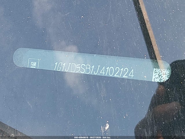 Продаж на аукціоні авто 2018 Chevrolet Sonic Lt Auto, vin: 1G1JD5SB1J4102124, номер лоту: 45948616