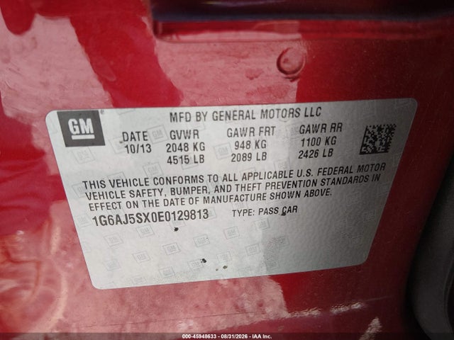 Продаж на аукціоні авто 2014 Cadillac Ats Performance, vin: 1G6AJ5SX0E0129813, номер лоту: 45948633