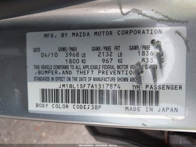 Auction sale of the 2010 Mazda Mazda3 I Touring, vin: JM1BL1SF7A1317874, lot number: 45948654