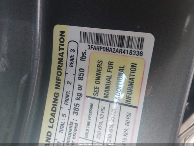 Продажа на аукционе авто 2010 Ford Fusion Se, vin: 3FAHP0HA2AR418336, номер лота: 45948674