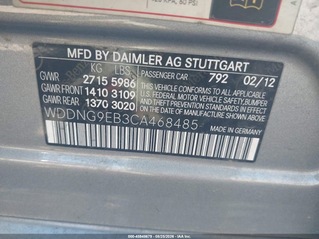 Aukcja sprzedaży 2012 Mercedes-benz S 550 4matic, vin: WDDNG9EB3CA468485, numer aukcji: 45948679