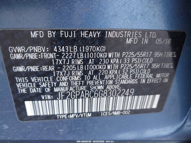 Продаж на аукціоні авто 2016 Subaru Crosstrek Premium, vin: JF2GPABC6G8302249, номер лоту: 45948738