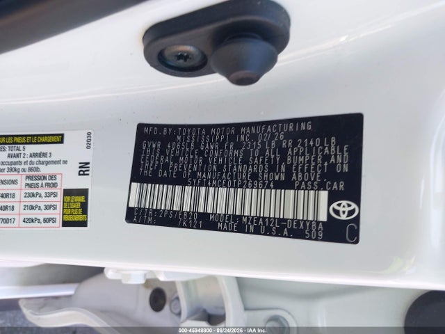 45948800 :رقم المزاد ، 5YFT4MCE0TP269674 vin ، 2026 Toyota Corolla Xse مزاد بيع