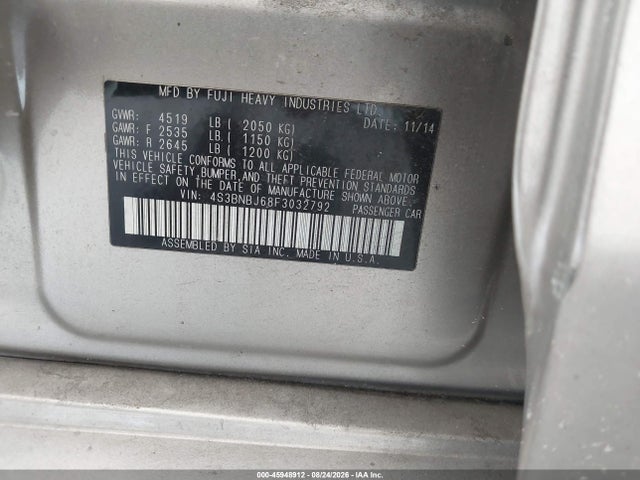 Продаж на аукціоні авто 2015 Subaru Legacy 2.5i Limited, vin: 4S3BNBJ68F3032792, номер лоту: 45948912