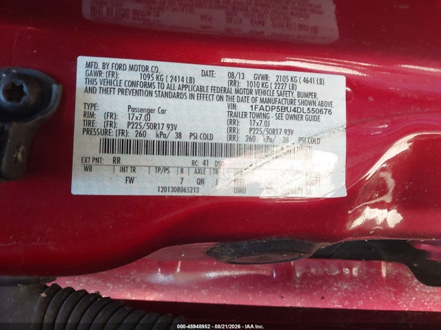 2013 Ford C-max Hybrid Sel მანქანა იყიდება აუქციონზე, vin: 1FADP5BU4DL550676, აუქციონის ნომერი: 45948952