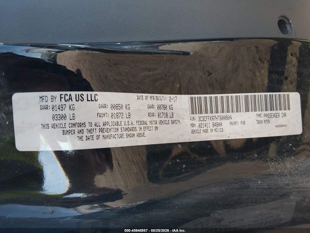 Aukcja sprzedaży 2017 Fiat 500 Pop, vin: 3C3CFFKR7HT600804, numer aukcji: 45948957
