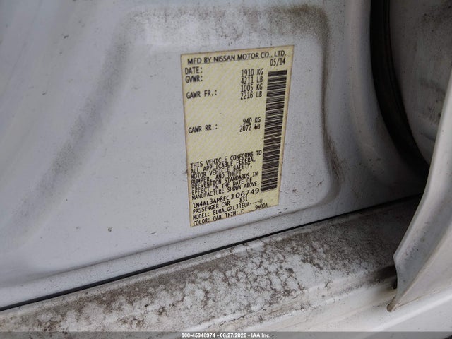 45948974 :رقم المزاد ، 1N4AL3AP8FC106749 vin ، 2015 Nissan Altima 2.5 S مزاد بيع