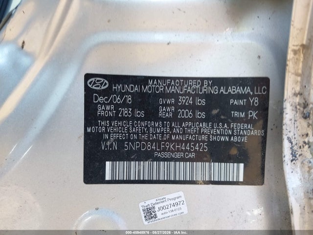 Продаж на аукціоні авто 2019 Hyundai Elantra Sel, vin: 5NPD84LF9KH445425, номер лоту: 45948976