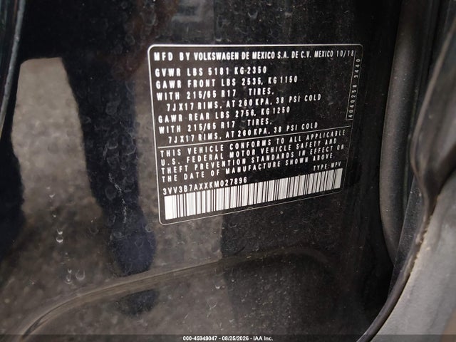 Aukcja sprzedaży 2019 Volkswagen Tiguan 2.0t Se/2.0t Sel/2.0t Sel R-line/2.0t Sel R-line Black, vin: 3VV3B7AXXKM027896, numer aukcji: 45949047