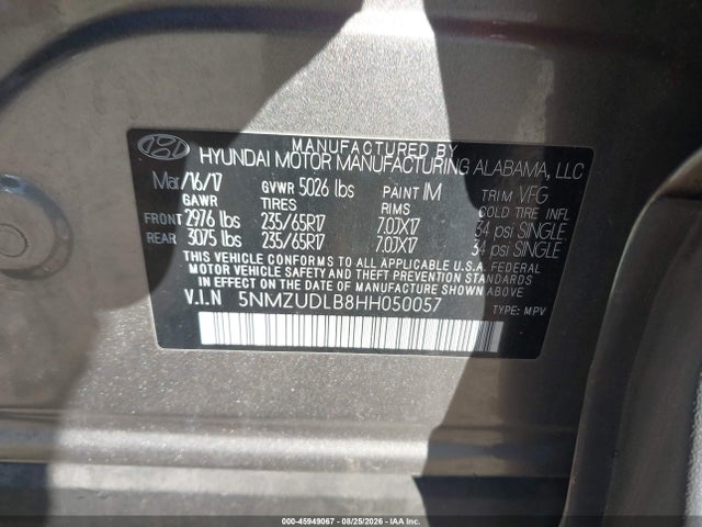 5NMZUDLB8HH050057 Hyundai Santa Fe Sport 2.4l