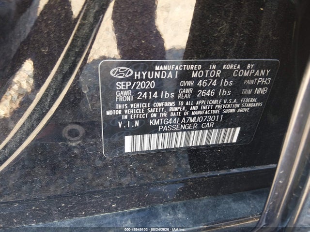45949103 :رقم المزاد ، KMTG44LA7MU073011 vin ، 2021 Genesis G70 2.0t Rwd مزاد بيع