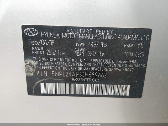 Hyundai SONATA SE 2018 5NPE24AF5JH689662 Image 9