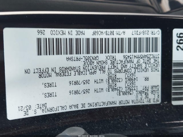 Продаж на аукціоні авто 2021 Toyota Tacoma Trd Off-road, vin: 3TMCZ5AN5MM415456, номер лоту: 45949128