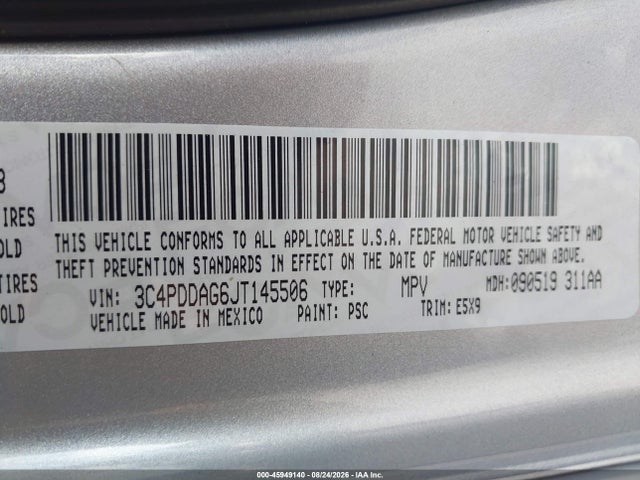 Продаж на аукціоні авто 2018 Dodge Journey Se Awd, vin: 3C4PDDAG6JT145506, номер лоту: 45949140