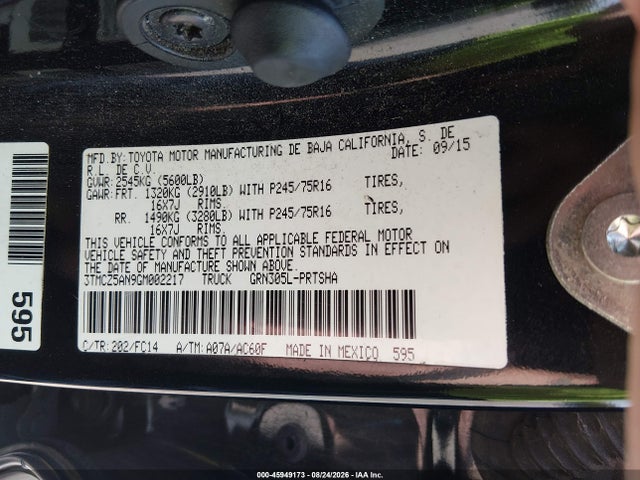 2016 Toyota Tacoma Sr5 V6 მანქანა იყიდება აუქციონზე, vin: 3TMCZ5AN9GM002217, აუქციონის ნომერი: 45949173