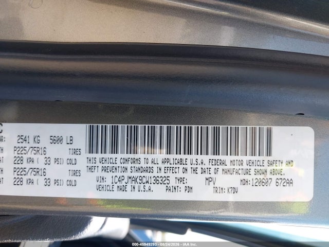 Продаж на аукціоні авто 2012 Jeep Liberty Sport, vin: 1C4PJMAK9CW136325, номер лоту: 45949293