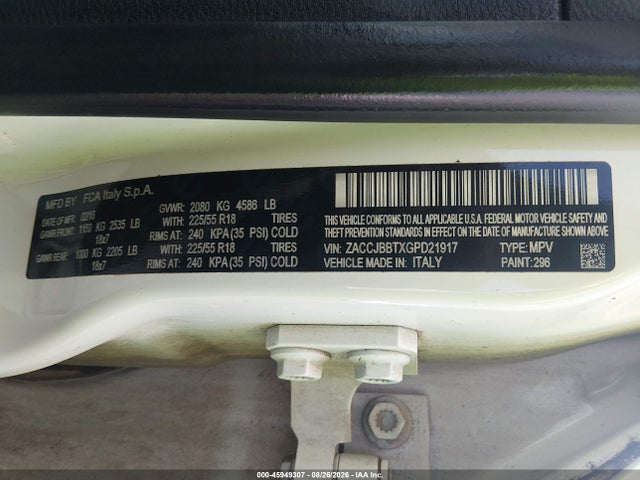 Продажа на аукционе авто 2016 Jeep Renegade Latitude, vin: ZACCJBBTXGPD21917, номер лота: 45949307