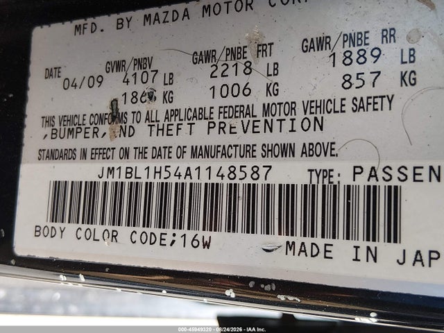 Aukcja sprzedaży 2010 Mazda Mazda3 S Sport, vin: JM1BL1H54A1148587, numer aukcji: 45949320