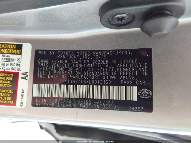 Toyota AVALON XLE 2020 4T1AZ1FBXLU043150 Image 9