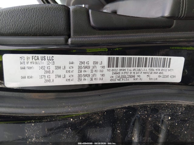 Продажа на аукционе авто 2020 Jeep Grand Cherokee Limited 4x2, vin: 1C4RJEBG6LC256948, номер лота: 45949369