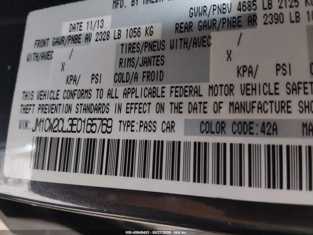 45949483 :رقم المزاد ، JM1CW2CL3E0165769 vin ، 2014 Mazda Mazda5 Touring مزاد بيع