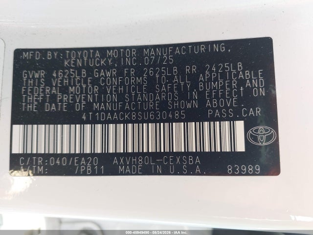 Toyota CAMRY SE 2025 4T1DAACK8SU630485 Image 9