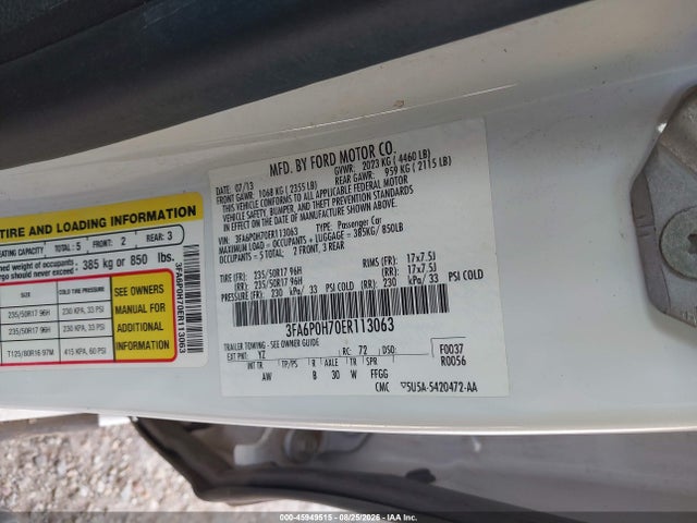Aukcja sprzedaży 2014 Ford Fusion Se, vin: 3FA6P0H70ER113063, numer aukcji: 45949515