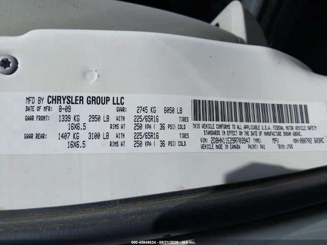 Продаж на аукціоні авто 2009 Dodge Grand Caravan Cv, vin: 2D8HN11E29R703947, номер лоту: 45949534