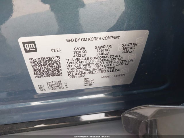 2026 Buick Encore Gx Sport Touring Fwd მანქანა იყიდება აუქციონზე, vin: KL4AMDSL5TB161924, აუქციონის ნომერი: 45949589