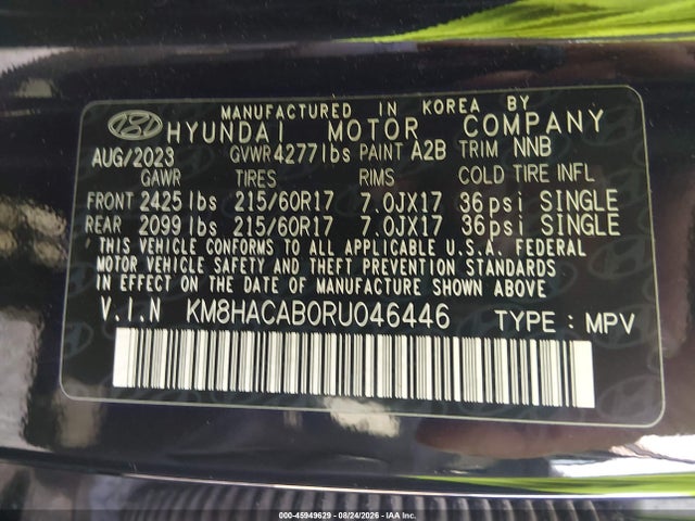 Продаж на аукціоні авто 2024 Hyundai Kona Se, vin: KM8HACAB0RU046446, номер лоту: 45949629
